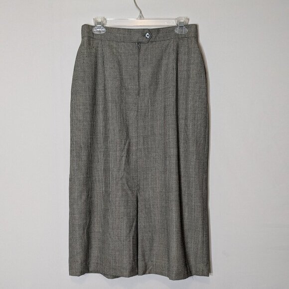 Gray Tweed Straight Pleated Knee Length Lined Suit Skirt; Size 14 - Picture 3 of 5